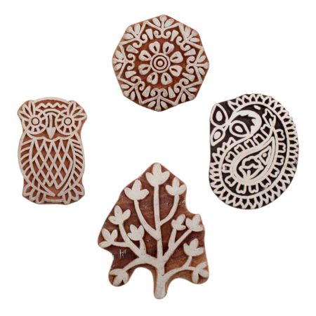 Set of 4 Piece New Mix Wooden Printing Block